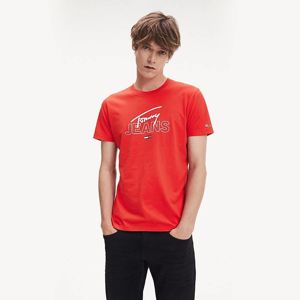 Tommy Hilfiger pánské červené tričko Script - L (XA8)